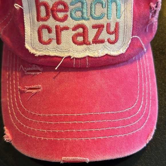 Beach Crazy Pink Distressed 100% comfort Cotton Baseball Cap Adjustable - Picture 7 of 8